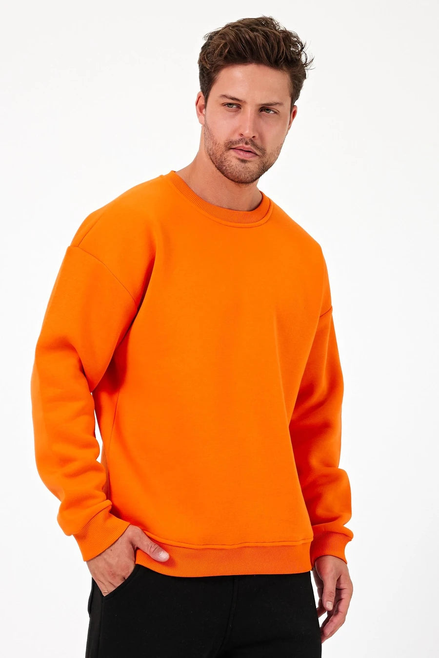 VIP 3 iplik Oversize Bisiklet Yaka Sweatshirt