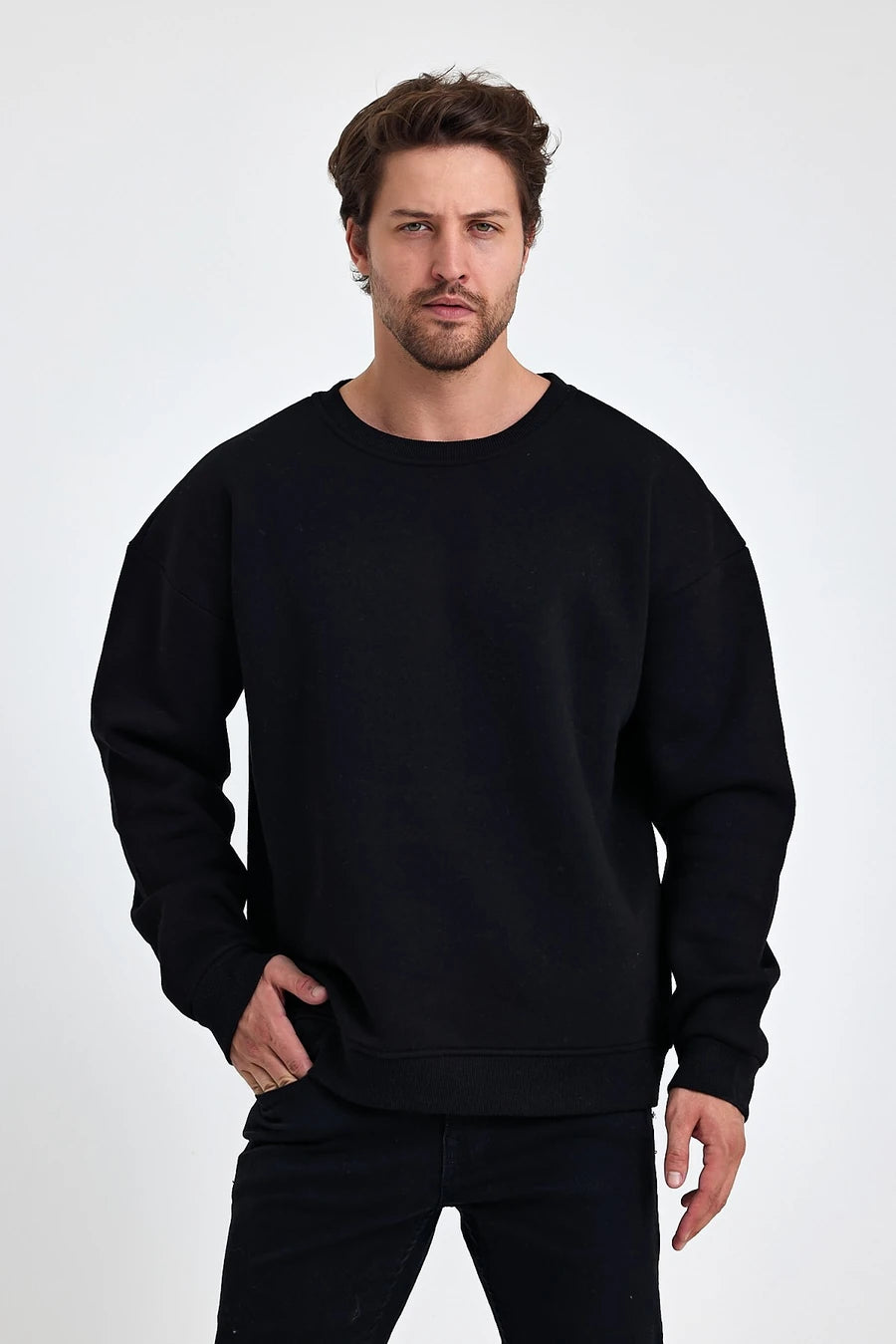 VIP 3 iplik Oversize Bisiklet Yaka Sweatshirt