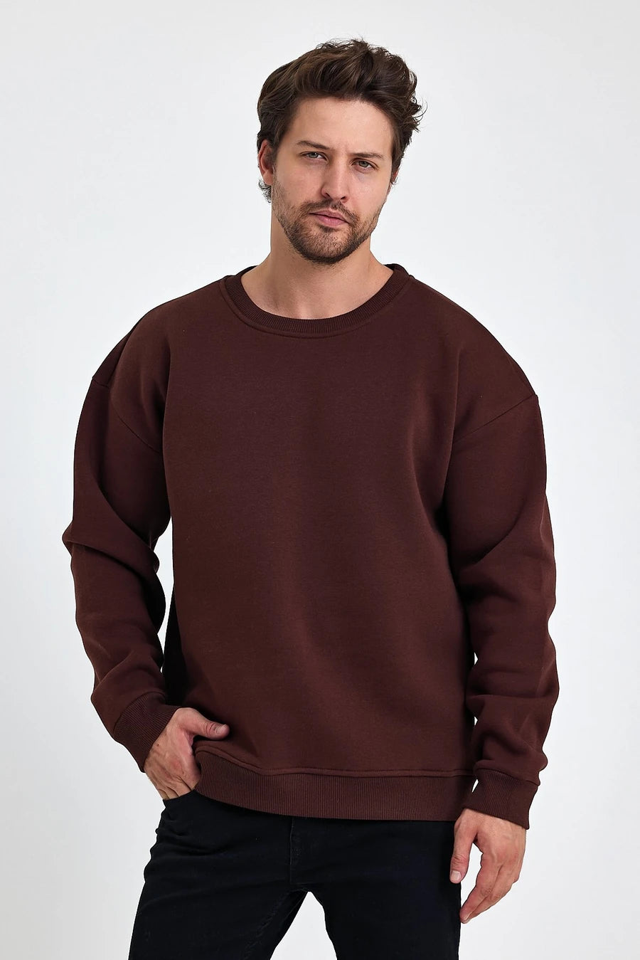 VIP 3 iplik Oversize Bisiklet Yaka Sweatshirt
