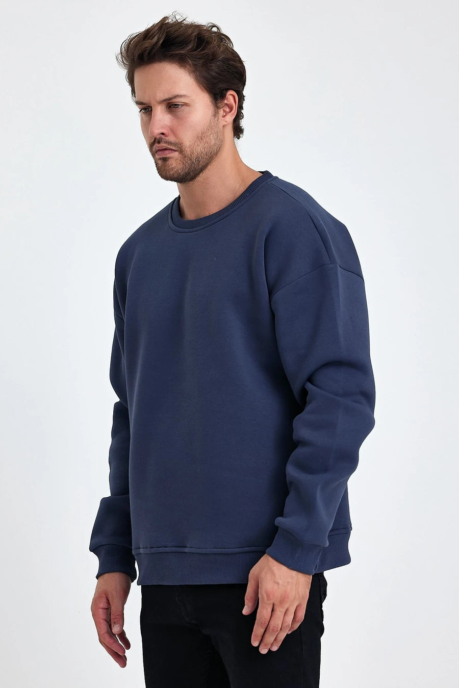 VIP 3 iplik Oversize Bisiklet Yaka Sweatshirt