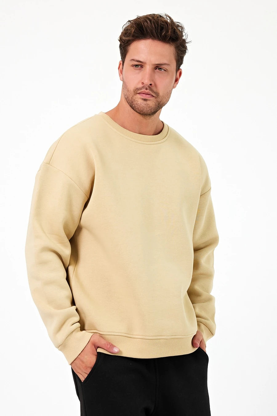 VIP 3 iplik Oversize Bisiklet Yaka Sweatshirt