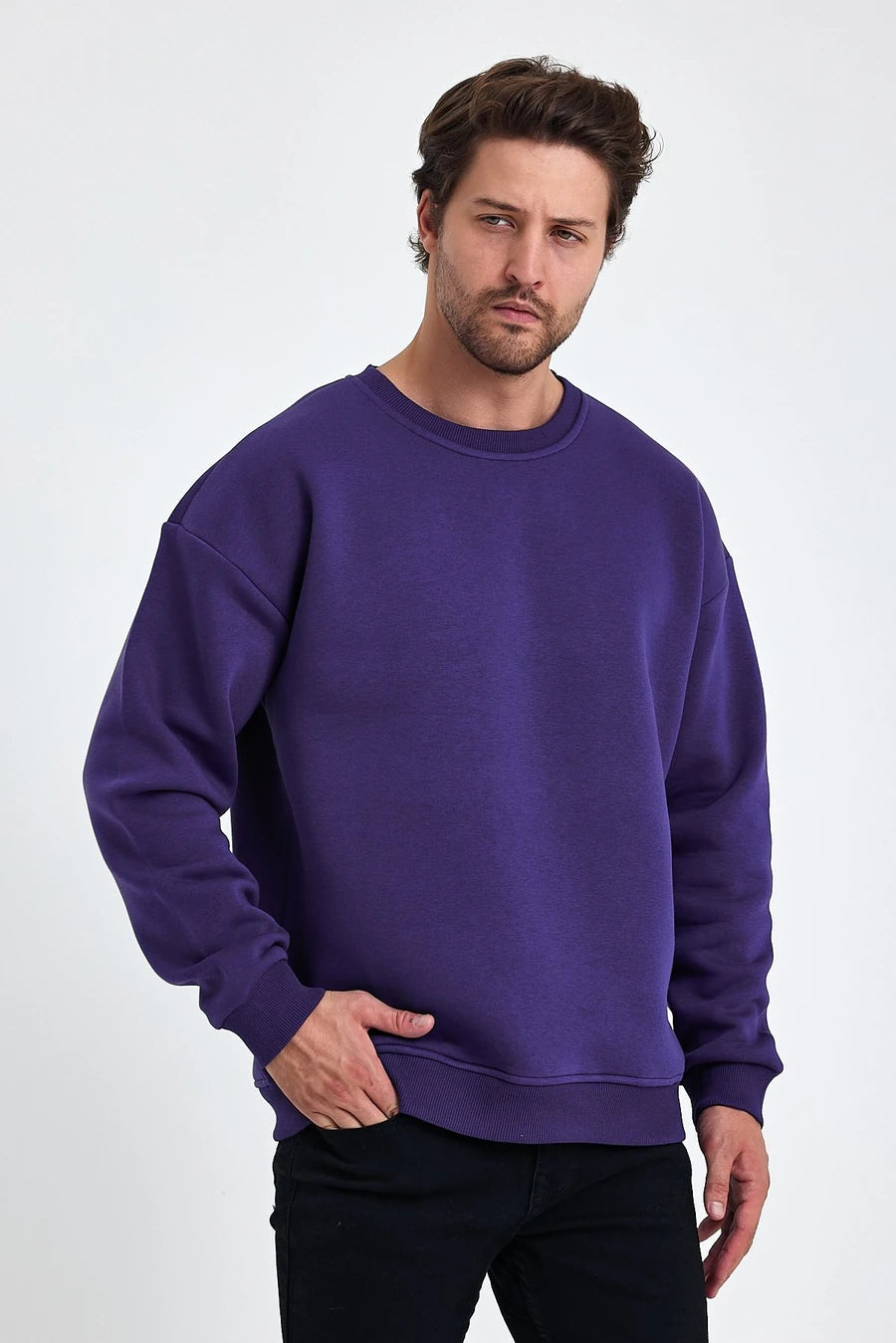 VIP 3 iplik Oversize Bisiklet Yaka Sweatshirt