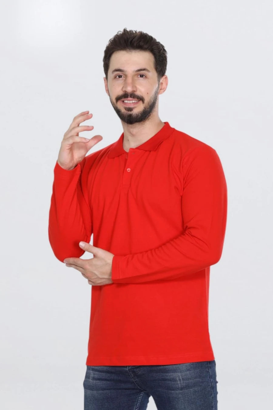 VIP Unisex Uzun Kollu Mevsimlik Penye Polo Yaka Tshirt