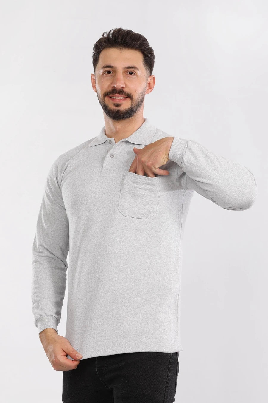 VIP Unisex Uzun Kollu Mevsimlik Penye Polo Yaka Tshirt