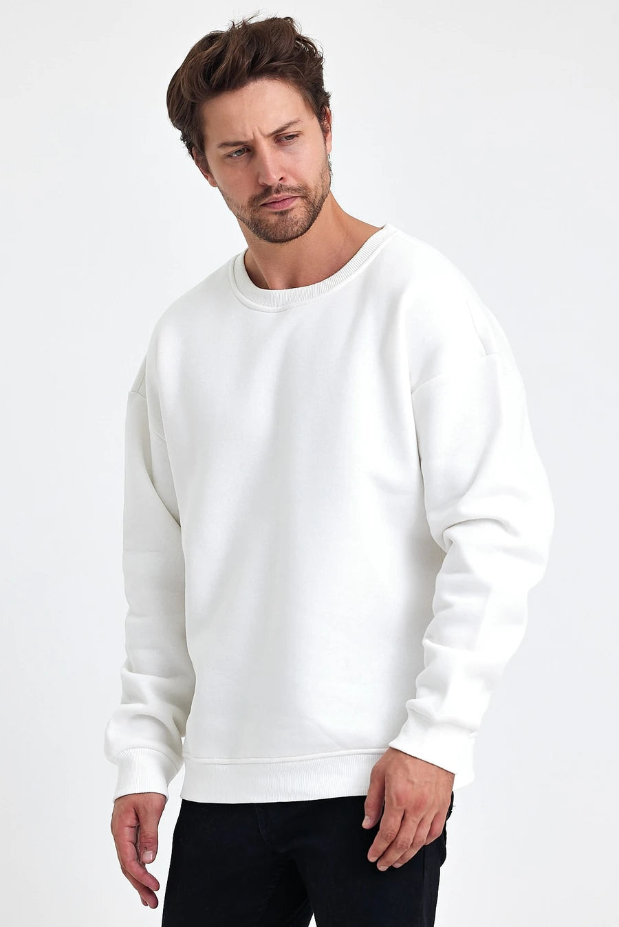 VIP 3 iplik Oversize Bisiklet Yaka Sweatshirt